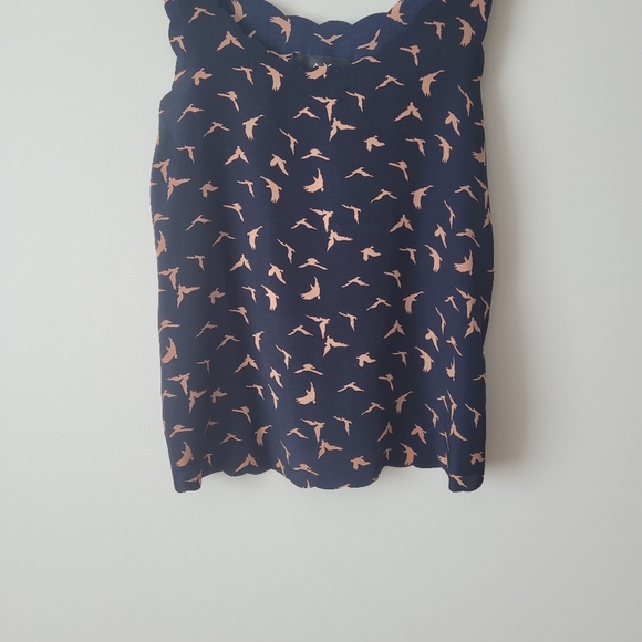 AX Paris Scalloped Neckline Bird Patterned Navy Cami Size S - Picture 5 of 12